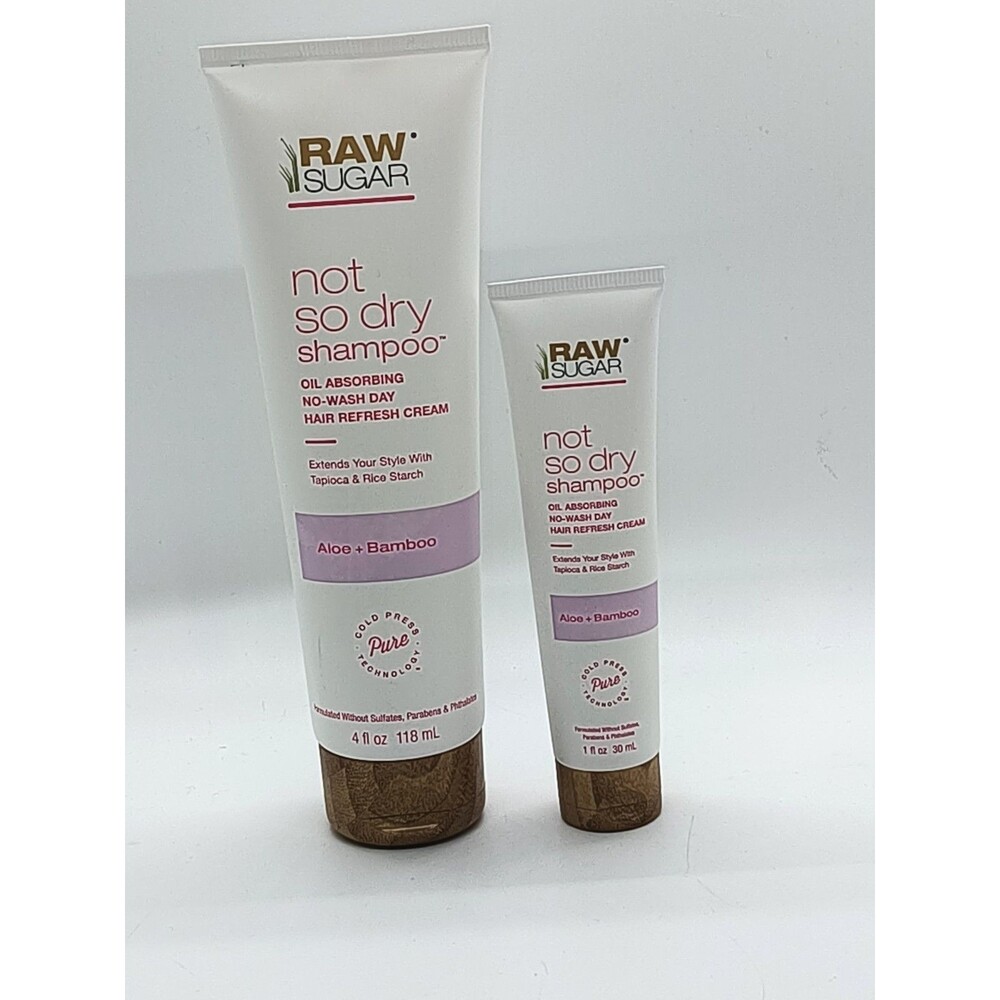 Raw Sugar Not So Dry Shampoo Lot - Aloe + Bamboo Oil Absorbing Cream 1 oz, 4 oz